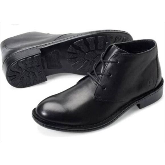 BORN Twain Black Leather Lace-Up Chukka Boot Size 10.5M - Picture 1 of 9